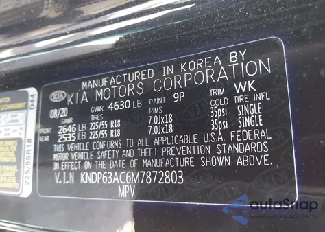 2021 Kia Sportage S z USA, uszkodzony, nr VIN KNDP63AC6M7872803